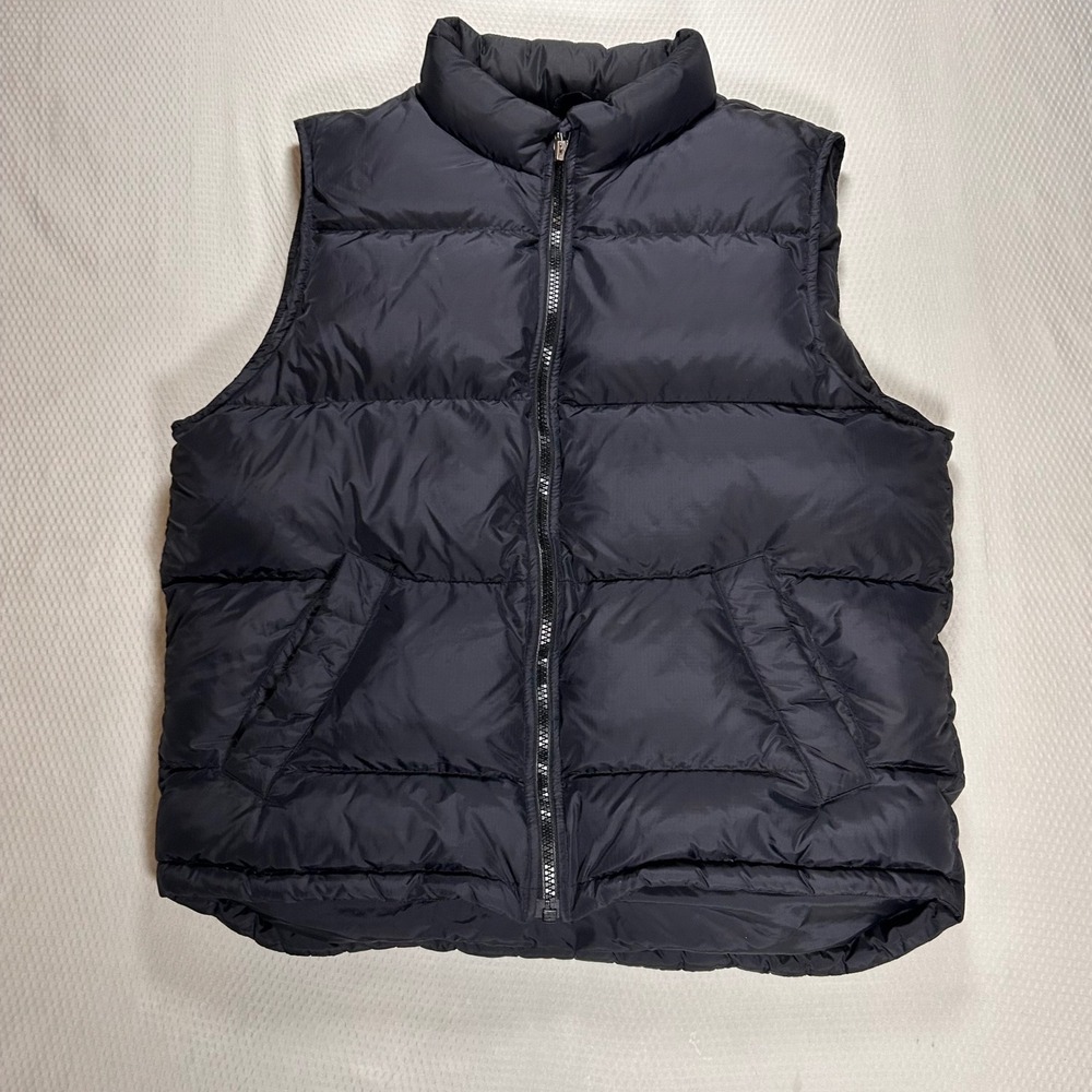 Eddie Bauer Mens Goose Down Puffer Vest Black‎ Quilted Full Zip Medium Tall M/M